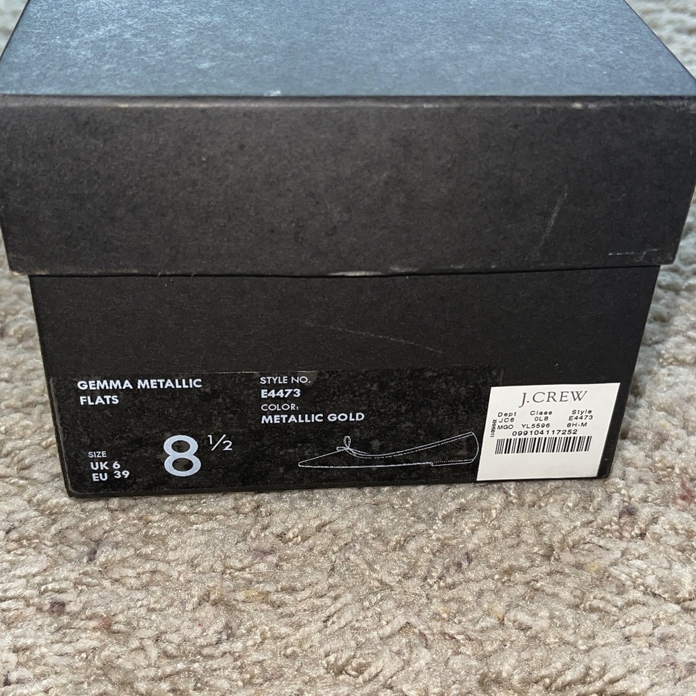 J.Crew Gemma Cap-toe Flats in Metallic Gold Sz 8.5 Gently Loved w/Box - Picture 9 of 12